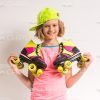 Smiling Girl With Colorful Rollers Stock Photo