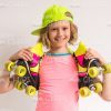 Happy Little Girl With Roller Skates Stock Photo