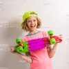 Excited Girl With Skateboard Stock Photo