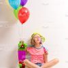 Nice Female Young Skater Blowing Bubbles Stock Photo
