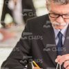 Experienced Engineer Making Calculations Stock Photo
