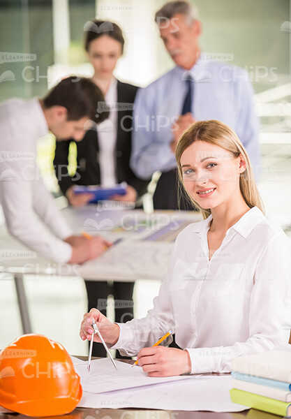 Nice Woman With Dividers Stock Photo