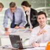 Young Engineer With Laptop Stock Photo