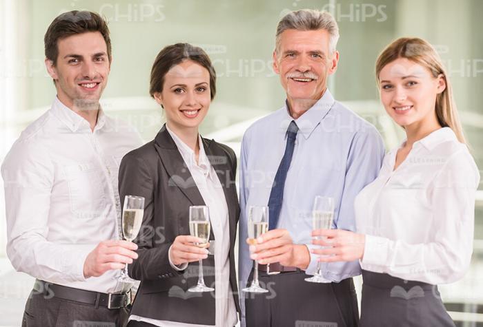 Architects Holding Wineglasses With Champagne Stock Photo