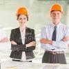 Smiling Architects Crosses Their Arms Stock Photo