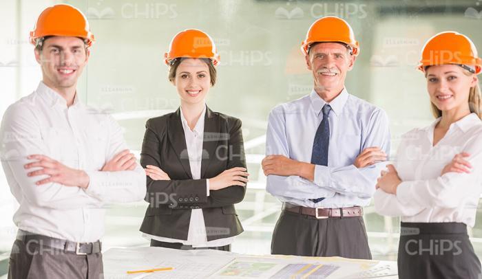 Smiling Architects Crosses Their Arms Stock Photo