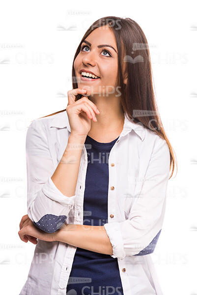 Happy Young Woman Thinking About Something Stock Photo