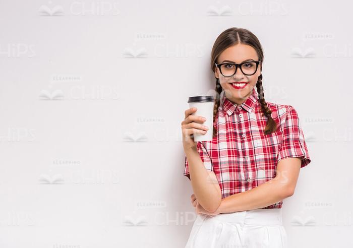 Attractive Young Girl With Coffee Cup Stock Photo
