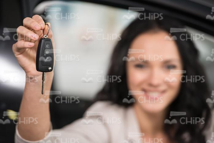 Happy Young Girl Showing Car Keys Stock Photo