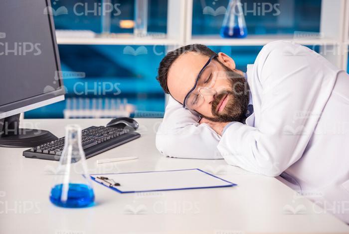 Tired Scientist Resting Stock Photo