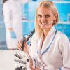 Female Researcher Working At Lab Stock Photo