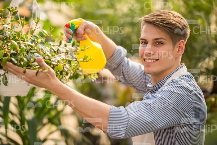 Stock Photo Of Gardener Using Atomizer