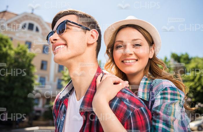 Close Up Stock Photo Of Young Tourists Walking Around The City Stock Photo