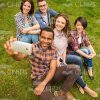 Young People Making Selfie Together Stock Photo