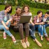 Young Students Training Outdoor Stock Photo