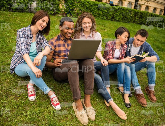 Young Students Training Outdoor Stock Photo