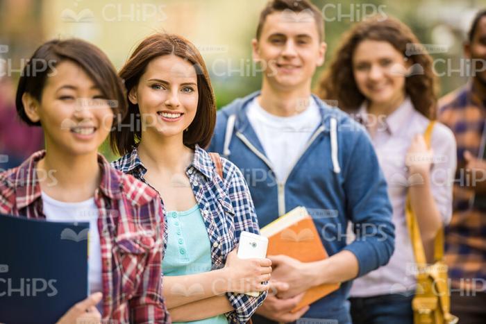 Students Standing Outdoor Stock Photo