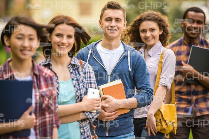 Several Students Posing For Camera Stock Photo