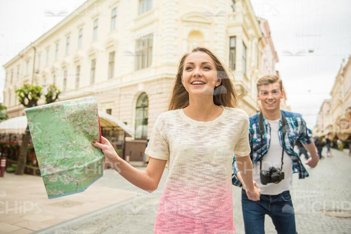 Nice Young Couple On Trip Stock Photo