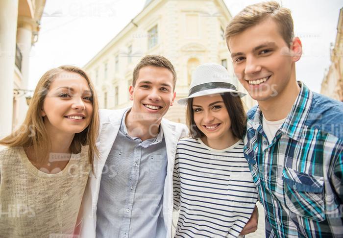 Young People Making Picture Together Stock Photo