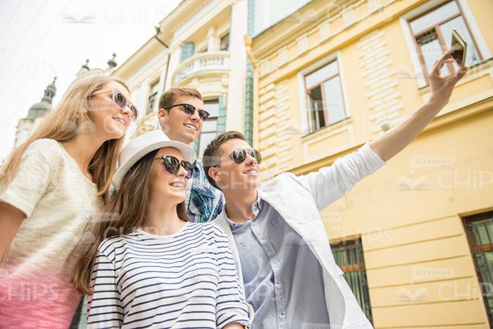 Young People Taking Selfie Stock Photo