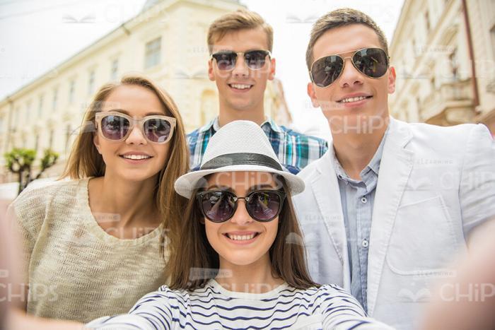 Four Nice Friends Posing For The Photo Stock Image