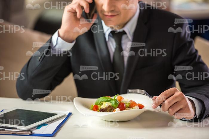 Close Up Stock Photo Of Businessman With Salad