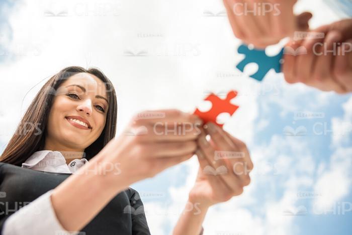 Business People Connect Jigsaw Puzzles Stock Photo