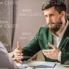 Serious Business Conversation Between Two Characters Stock Photo