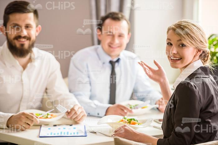 Business Partners At Restaurant Stock Photo