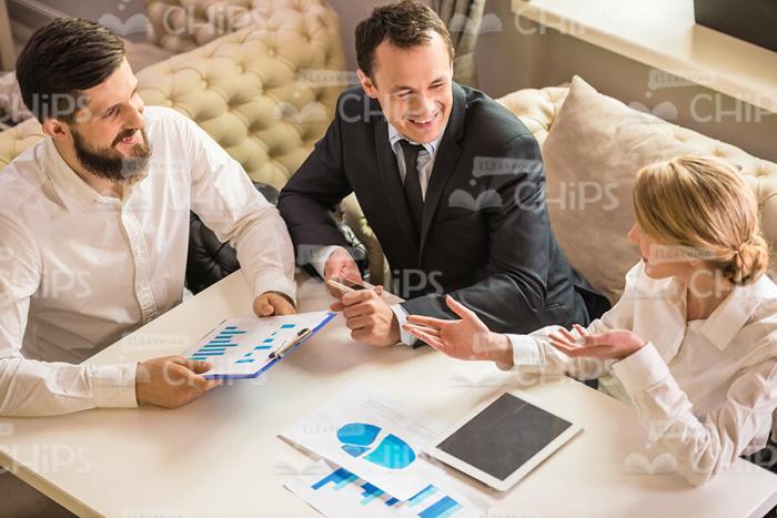 Business Meeting At Restaurant Stock Photo