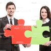 Business Partners Connects Jigsaw Puzzles Stock Photo