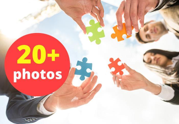 Business People Jigsaw Puzzles Together Stock Photo Pack-0