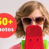 Little Girl With Skateboard And Roller-Skates Stock Photo Pack-0