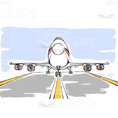 Airplane On Runway Vector Background-0