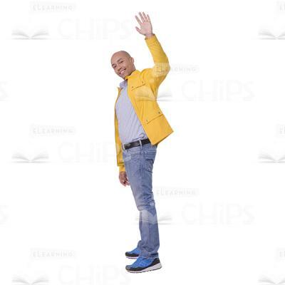 Half-Turned Man Waving Hand Cutout Picture-0