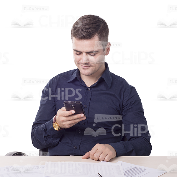 Pleased Businessman Reading A Message Cutout-0