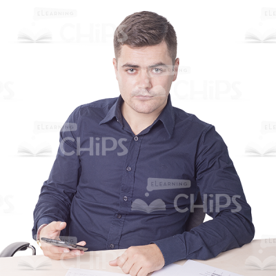 Focused Young Man With Smartphone Cutout-0