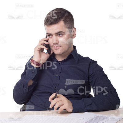 Focused Young Man Talking By Phone Cutout-0