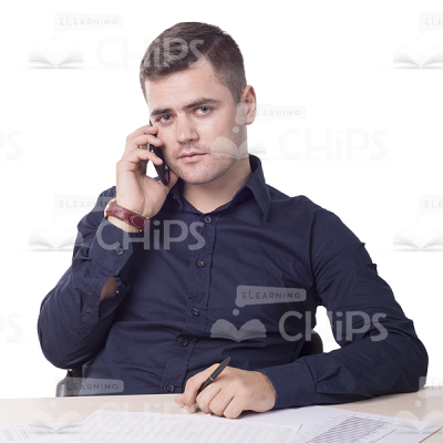 Pensive Young Man Talking By Phone Cutout-0