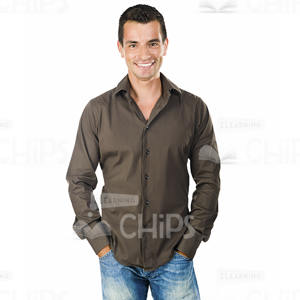 Happy Young Guy Wearing Dark Shirt Stock Photo White Background