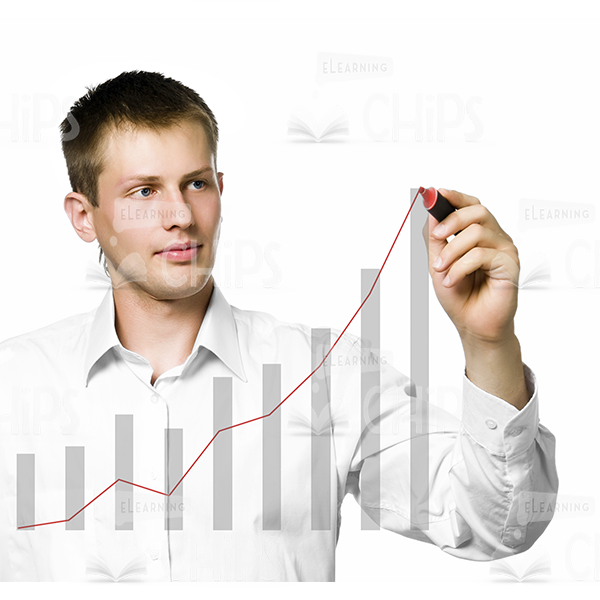 Confident Young Manager Drawing The Graph Stock Photo