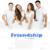 Four Young People With Text Sample Stock Photo Isolated On White