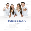 People Showing Thumbs Up With Text Template Stock Photo With White Isolation