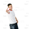 Young Guy Showing Thumb Up Gesture Stock Photo Isolated On White Stock Photo