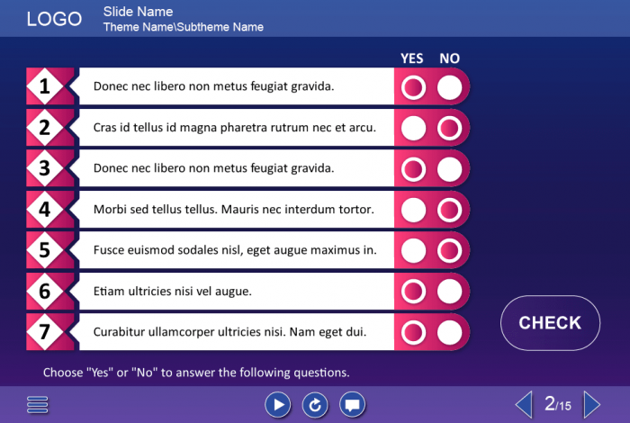 Yes or No Questions — eLearning Storyline Templates