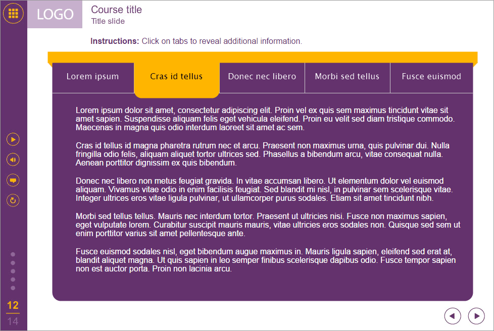 Clickable Horizontal Tabs — eLearning Lectora Templates Clickable Horizontal Tabs — eLearning Lectora Templates