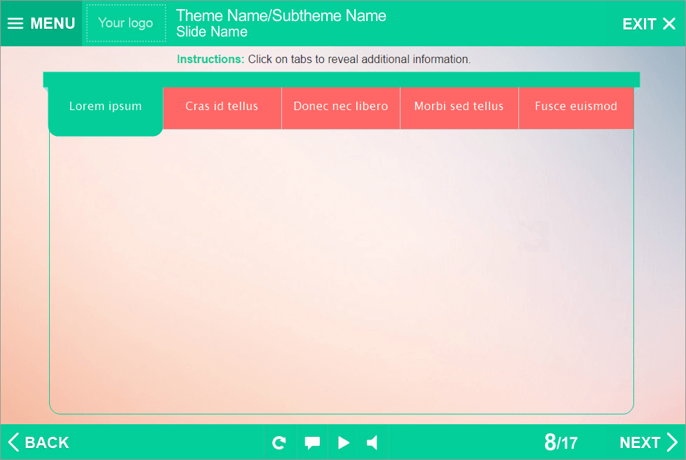 Red Colored Tabs — Lectora Templates for eLearning Courses Red Colored Tabs — Lectora Templates for eLearning Courses