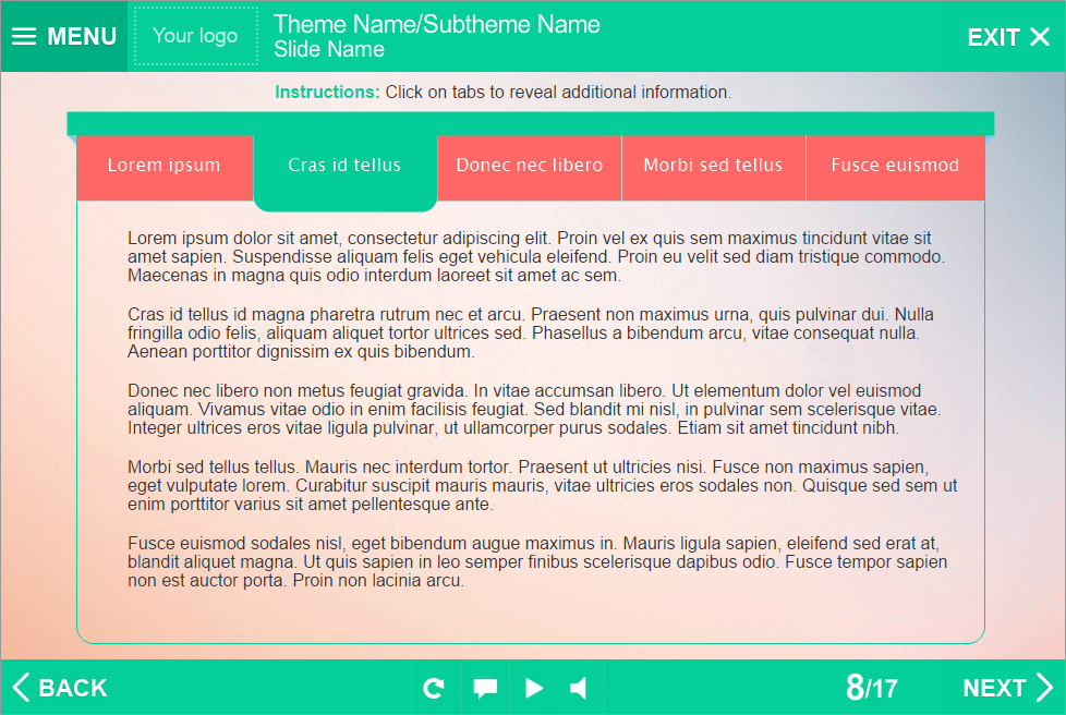 Clickable Horizontal Tabs — eLearning Lectora Templates Clickable Horizontal Tabs — eLearning Lectora Templates