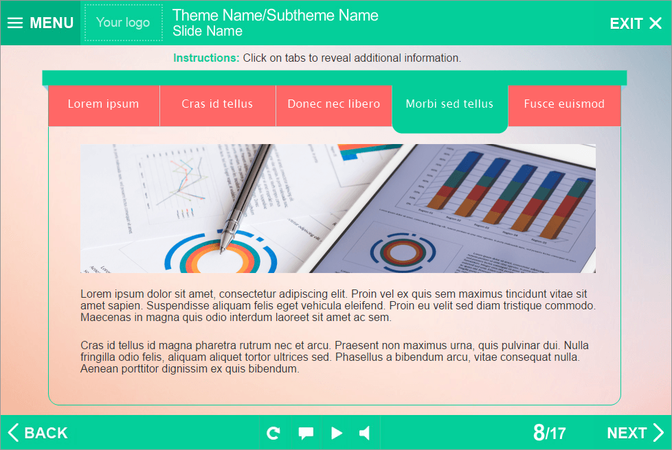 Horizontal Tabs Block — Lectora Publisher eLearning Template Horizontal Tabs Block — Lectora Publisher eLearning Template